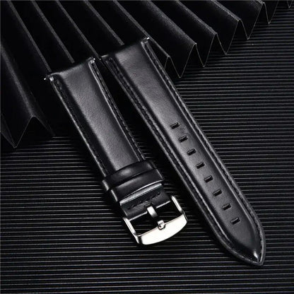 Quick Release Leather Watch Band, 18mm, 20mm, 22mm, Business Watch Strap, Black, Brown, Soft Bracelet, Watch Accessories, Band Color: mm, Parallel Import