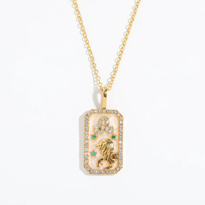 Vintage 12 Zodiac Signs Necklace for Women and Girls - Colorful Zircon Zodiac and Birthstone Necklace, Wedding Jewelry, Gift. Metal Color: ; Ships from: Parallel Import