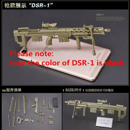 1/6 Scale Gatling M134, Barrett AK47, MG42 Assembled Toy Gun Model, Puzzle Blocks, Action Figure Weapon, Color: Parallel Import