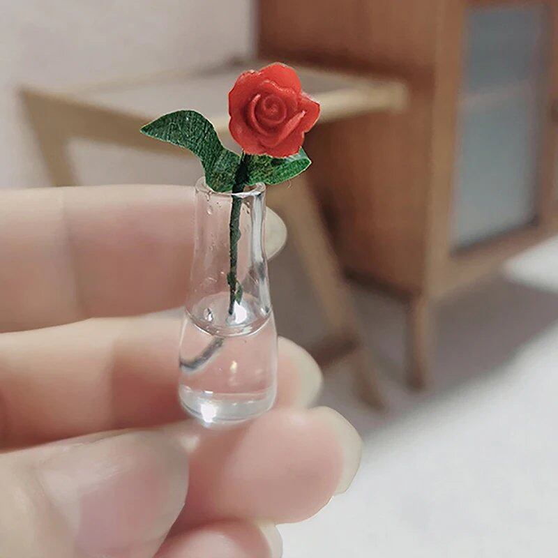 1/12スケール ドールハウス用 ミニチュア観葉植物 盆栽 フェイクフラワーバスケット ドールアクセサリー ミクロランドスケープ 情景モデル  並行輸入品