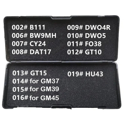 1-19 LiShi 2-in-1 Lock Picking Tool for B111, BW9MH, CY24, DAT17, DWO4R, DWO5, FO38, GT10, GT15, GM37, GM39, GM45, and HU43, Compatible with All Types, Parallel Import