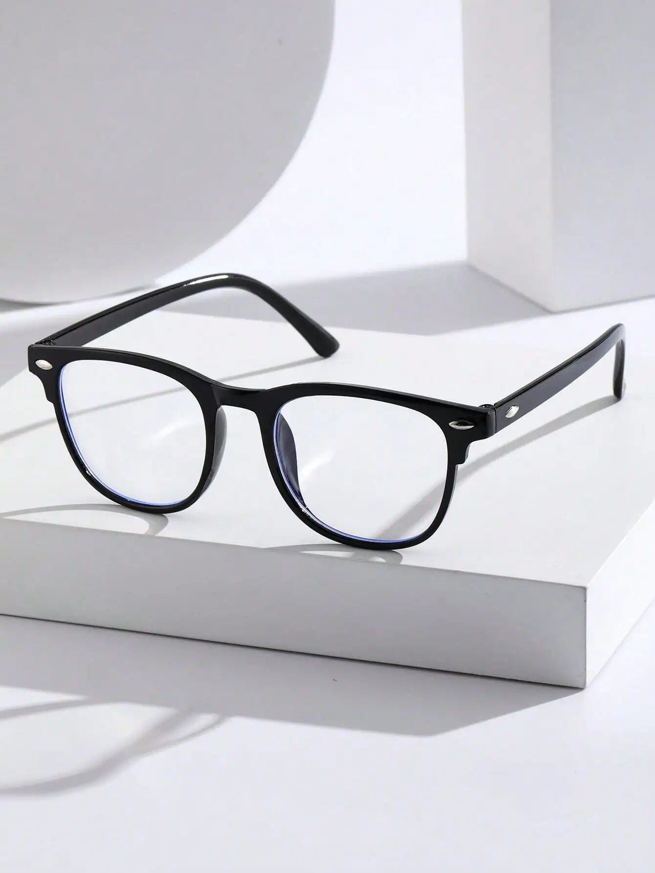 Set of 1, 2, or 3 Unicescu Square Plastic Frames, Stylish Blue Light Blocking Clear Glasses, Back to School Fashion Accessory, Frame Color: Parallel Import