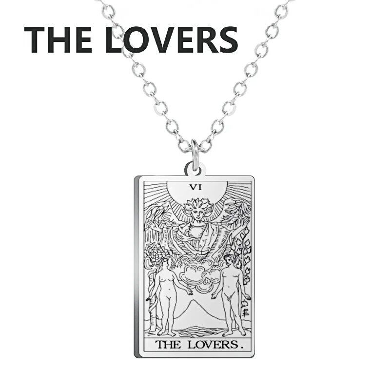 Stainless Steel Classic Tarot Card Pendant Necklace, Major Arcana, Gypsy Tarot, Divination Necklace, Jewelry, Mother's Day Gift, Parallel Import