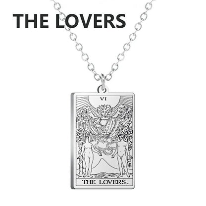 Stainless Steel Classic Tarot Card Pendant Necklace, Major Arcana, Gypsy Tarot, Divination Necklace, Jewelry, Mother's Day Gift, Parallel Import