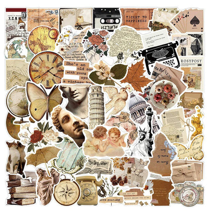10/25/50 Sheets Retro Vintage Art Stickers, Stylish Decals for Laptops, Tablets, Smartphones, Refrigerators, Travel Bags, Water Bottles, Scrapbooks, and Cars. Color: Parallel Import.