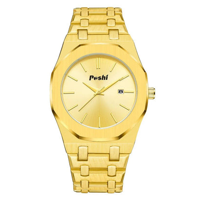 Posey Quartz Men's Watch with Simple Dial, Date Display, Stainless Steel Strap, Business, Fashion, Luxury, Original, Parallel Import