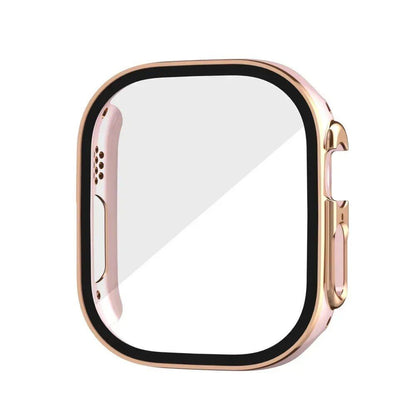 Tempered Glass Case for Apple Watch Ultra 2 (49mm), Screen Protector Frame Cover, Compatible with iWatch Ultra 49mm, Tempered Glass Protection, 49mm Accessories, Color: Black; Shipped from: Parallel Import