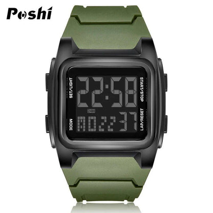 POSHI Original Men's Sports Watch, Luxury Stopwatch, Luminous Alarm, Calendar, Day of the Week, Digital Wristwatch, Model, Color, Parallel Import