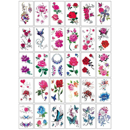 10/20/30/50 Sheets of Waterproof Temporary Tattoo Stickers, Removable Body Art, Butterfly and Flower Designs for Men and Women, Stylish, Imported