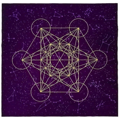 Y1UB Metatron's Cube Crystal Grid Altar Cloth, Tapestry, Tablecloth, Spiritual Cloth for Ritual Use, Sacred Places, and Tarot Table Cover, 0cm, Parallel Import