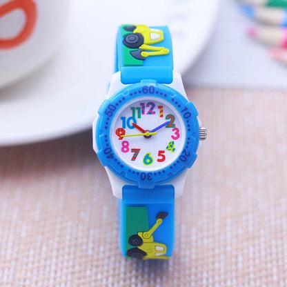 New Stylish Kids' Cool 3D Excavator Character Silicone Watch for Boys and Girls, Ages 3 and Up, Birthday Gift, Parallel Import