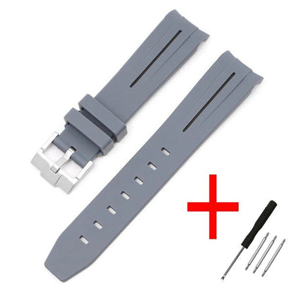 New 20mm Bent End Rubber Watch Strap for Omega Moonwatch, Joint Constellation, Men's Waterproof Sports Watch Band, Band Color: 20mm; Band Width: 20mm, Parallel Import
