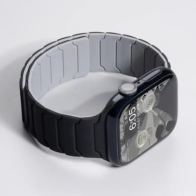 Magnetic Silicone Band for Apple Watch Ultra 2, 49mm, 45mm, 41mm, Series 9/8/7/6/SE/5/4, 38mm, 40mm, 42mm, 44mm, Band Color: mm, Parallel Import