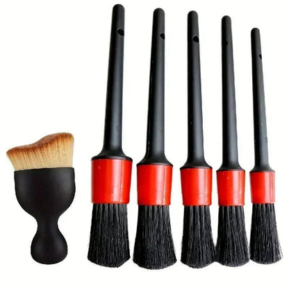 Set of 1, 2, 5, or 6 Car Wash Care Detailing Brushes for Car Wheels, Dashboards, Vents, and More. Car Cleaning Brushes. Imported.