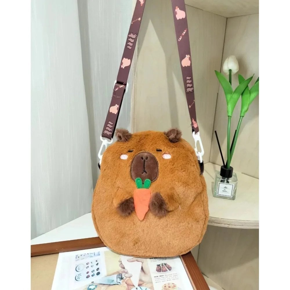 大容量カピバラぬいぐるみショルダーバッグ かわいいカピバラハンドバッグ ユニセックスカピバラバッグ  並行輸入品