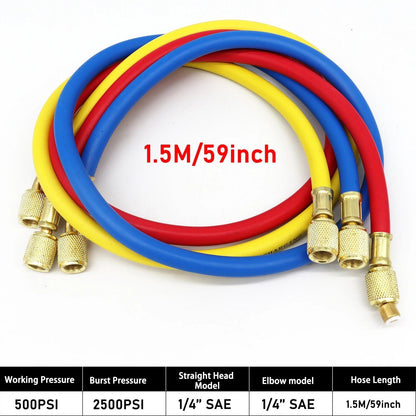 0.9M-1.8M AC Charging Hose Tube Kit with Low-Loss Fittings for R134A, R12, and R22 Refrigerants, Includes Air Conditioner Manifold Gauge, Parallel Import