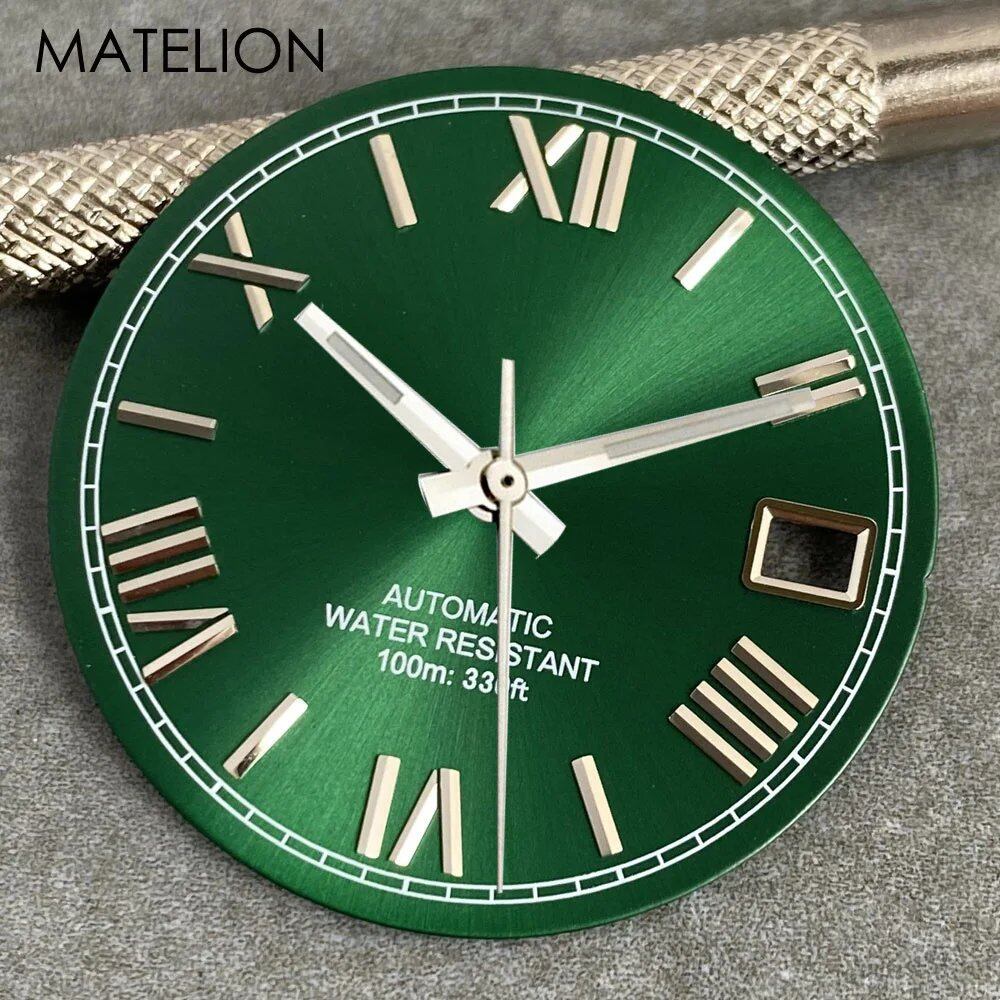 29mm Sunburst Dial Roman Dial Compatible with NH35, NH36, NH38, NH70, NH71, NH72, 4R35, and 4R36 Automatic Movement with Metallic Markers and DJ Hands (Parallel Import)