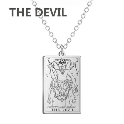 Stainless Steel Classic Tarot Card Pendant Necklace, Major Arcana, Gypsy Tarot, Divination Necklace, Jewelry, Mother's Day Gift, Parallel Import
