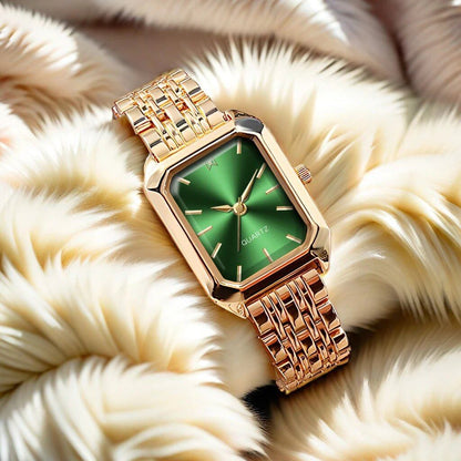 Women's Fashion Watch, Gold Stainless Steel Strap, Luxury Quartz Movement, Roman Numeral Dial, Color: Parallel Import
