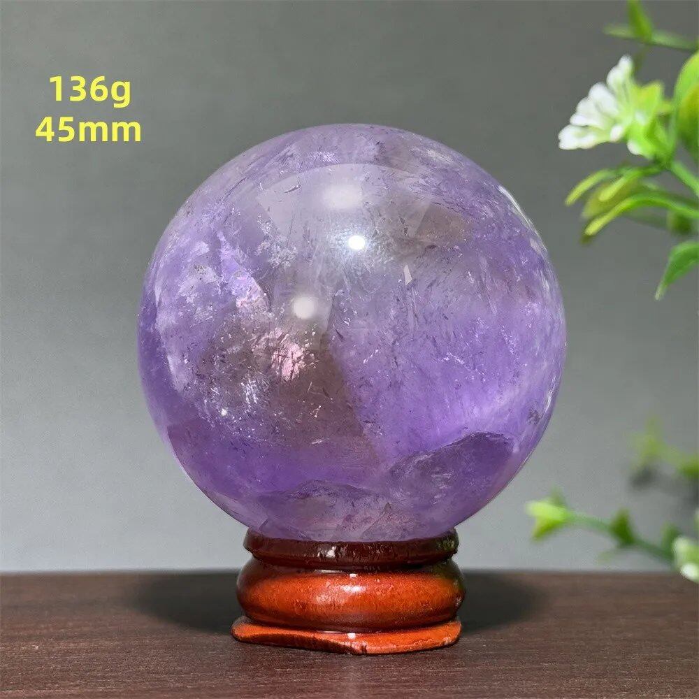 天然アメジスト ボール 水晶玉 ホームオフィスデコレーション エネルギー ウィッカ レイキ スピリチュアル 瞑想 魔術 占い カラー： 並行輸入品