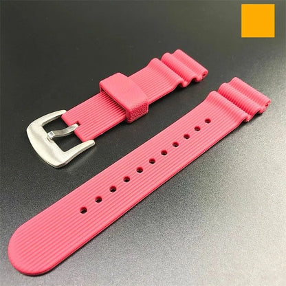 22mm Rubber Sports Men's Watch Strap for Seiko 5 PROSPEX Water Ghost Can-Shaped Red Tooth Diving 007 Abalone Silicone Watch Band. Band Color: 22mm; Band Width: Parallel Import.