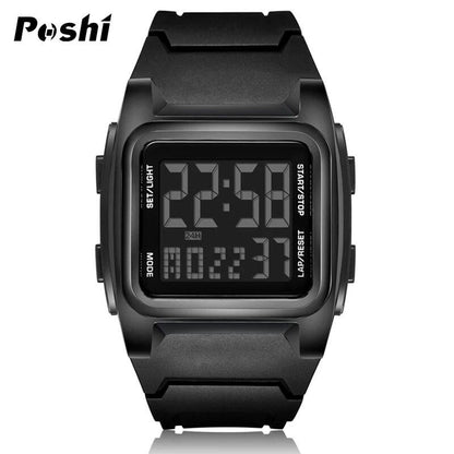 POSHI Original Men's Sports Watch, Luxury Stopwatch, Luminous Alarm, Calendar, Day of the Week, Digital Wristwatch, Model, Color, Parallel Import