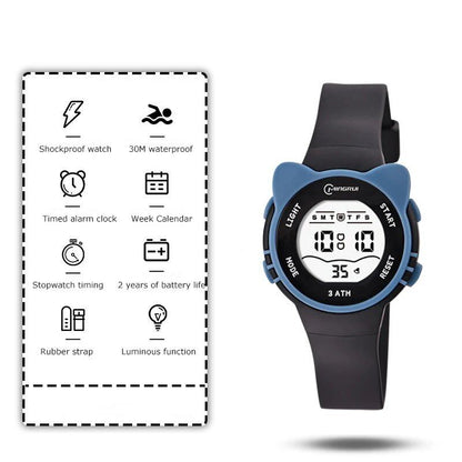 UTHAI C16 Children's Waterproof Alarm Clock Electronic Wristwatch with Cute Cat and Star Design for Junior and Junior High School Boys and Girls (Imported)