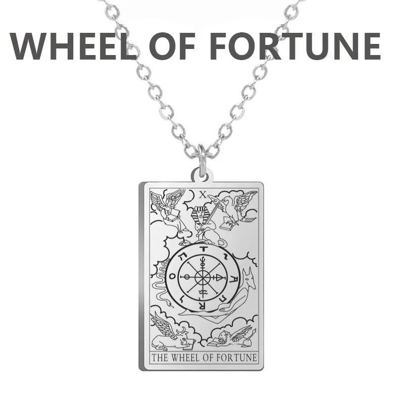 Stainless Steel Classic Tarot Card Pendant Necklace, Major Arcana, Gypsy Tarot, Divination Necklace, Jewelry, Mother's Day Gift, Parallel Import