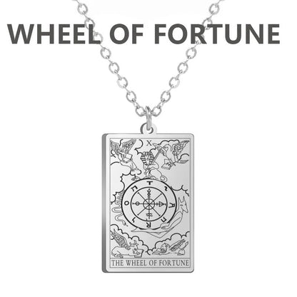 Stainless Steel Classic Tarot Card Pendant Necklace, Major Arcana, Gypsy Tarot, Divination Necklace, Jewelry, Mother's Day Gift, Parallel Import