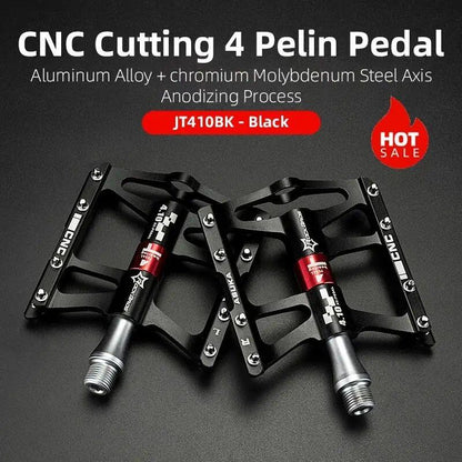 ROCKBROS Mountain Bike Pedals, Lightweight Aluminum Alloy, 4 Bearings, MTB/BMX Flat Pedals, Color: JT410, Parallel Import
