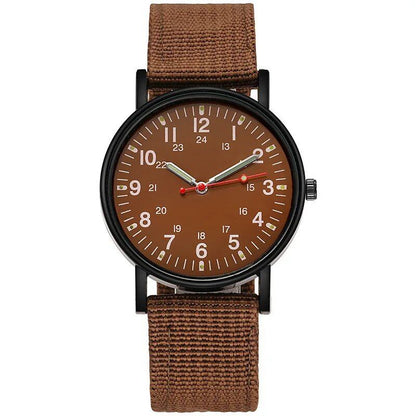 YIKAZE Military Men's Watch, Waterproof and Shock-Resistant, Military Sports Watch with Canvas Strap, Simple Outdoor Quartz Movement, Parallel Import