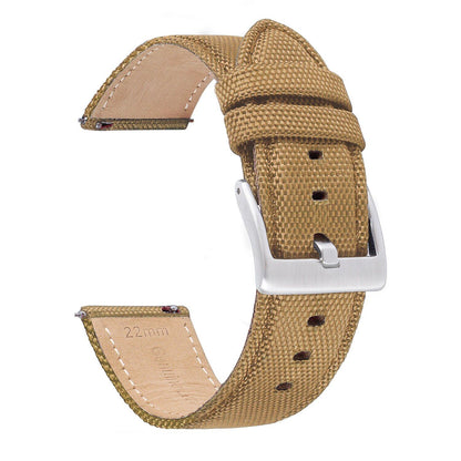 "20/22mm Nylon Canvas Leather Strap for Swatch Samsung Galaxy Watch4, Quick Release, 7 Colors, Men's and Women's Sports Watch Band" Band Color: mm, Parallel Import