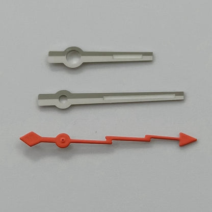 Silver gunmetal watch hands, lightning second hand, luminous hands, compatible with NH35, NH36, NH38, NH70, NH72, 7S26, 7S36, 4R35, and 4R36 models. Parallel import.
