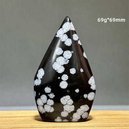 Snowflake Obsidian Freeform Ornament with Natural Quartz, Reiki, Meditation, Healing, Witchcraft, Energy Decoration, Home Gift, Color: Parallel Import