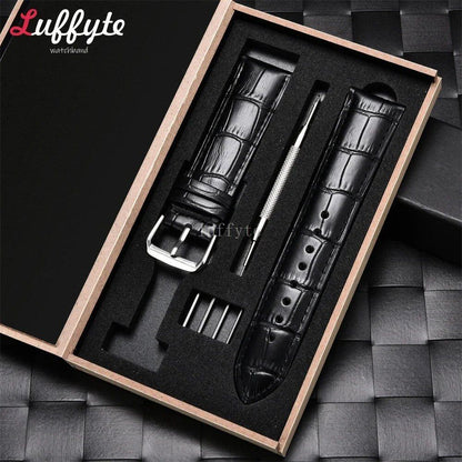 エンボス加工牛革 ウォッチストラップ 18mm 20mm 22mm 24mm 箱入り ビジネス用 交換用 時計バンド バンドカラー：mm;出荷元： 並行輸入品