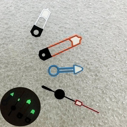 Orange, White, and Blue Combination 4-Hand Set with Green Luminous GMT Hands for NH34 Movement (Parallel Import)