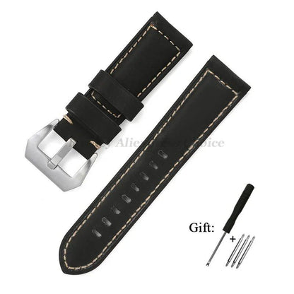 Genuine Panerai Leather Watch Band, High-Quality Calf Crazy Horse Strap, Men's Sports Bracelet, 20mm, 22mm, 24mm, 26mm Band Colors, Parallel Import