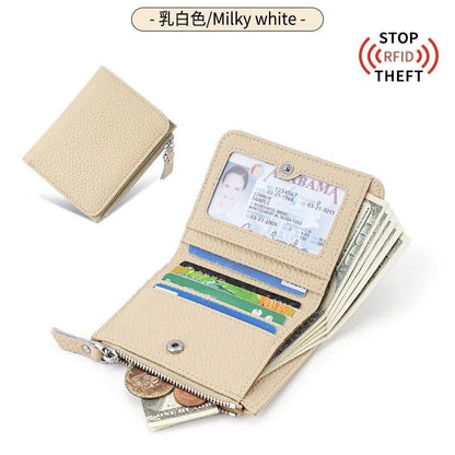 レディース財布 高級本革 赤 黒 小型ミニコインパース 留め金付きカードホルダー 女性用財布 ジッパー付き RFIDブロック  並行輸入品
