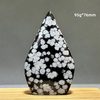 Snowflake Obsidian Freeform Ornament with Natural Quartz, Reiki, Meditation, Healing, Witchcraft, Energy Decoration, Home Gift, Color: Parallel Import