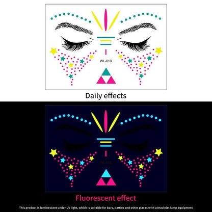 1/5/8-Piece 3D Face and Eye Tattoo Stickers for Party Makeup, Diamond Rhinestone Stickers, Self-Adhesive Mixed Crystal Face Decoration Stickers, Parallel Import