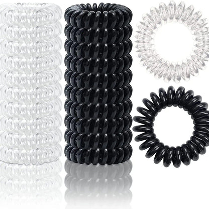 Pack of 10/20/30 Large Spiral Hair Ties, 30mm, Spiral Hairbands, Coil Hairbands, Telephone Cord Bobbles, Non-Marking, Strong Hold, Waterproof, Mixed Colors, Parallel Import