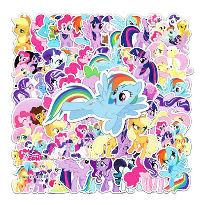 10/30/50 Pieces Rainbow Horse Graffiti Stickers, Cartoon Animation, Waterproof, for Suitcase, Notebook, DIY Skateboard, Bag Decoration, Wholesale, 0 Pieces per Pack, Parallel Import