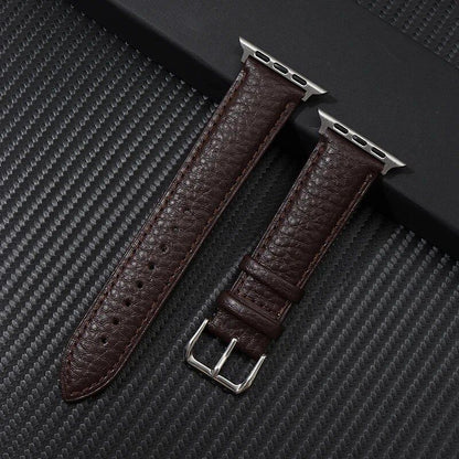 Genuine Leather Strap with Grained Design for Apple Watch 38/40/41mm, iWatch Ultra 8/7/6/SE/5/4, 42/44/45/49mm, Band Color: mm, Parallel Import