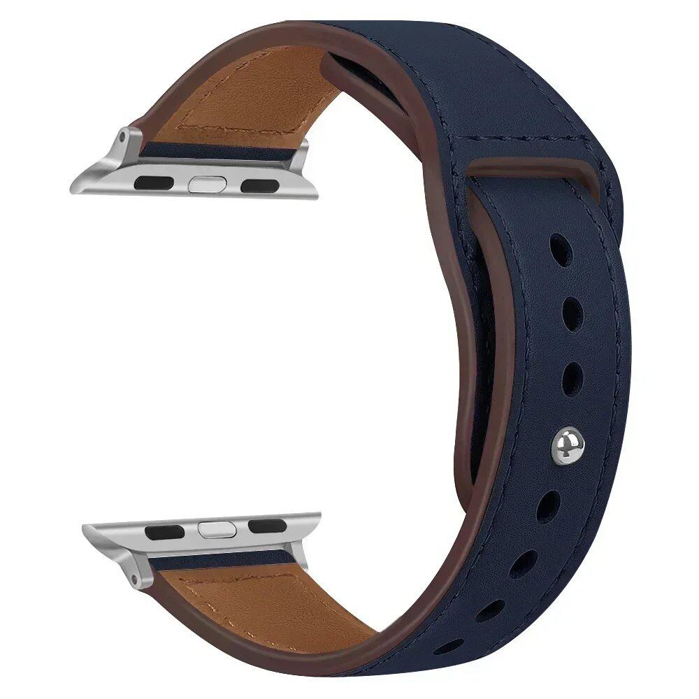 Leather Band for Apple Watch - Ultra 49mm/46mm, 44mm/40mm, 38mm/42mm, Sport Bracelet for iWatch Series 10/9/8/7/SE/6/5/3, 41mm/45mm Models, Band Color: Parallel Import