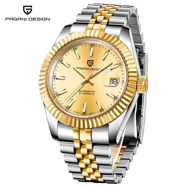 Pagani Design Men's Mechanical Watch, Top Brand, Luxury Automatic, Stainless Steel, 100m Water Resistant, Parallel Import