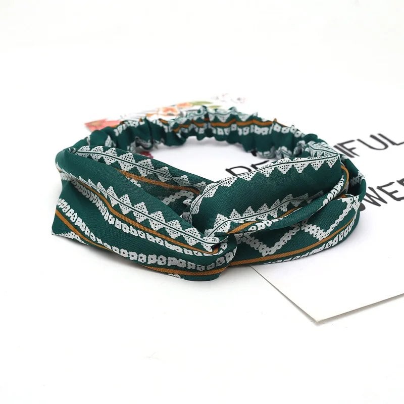 Women's Summer Bohemian Print Headband, Retro Cross Turban, Bandage Bandana, Hair Accessory, Head Wrap, Parallel Import