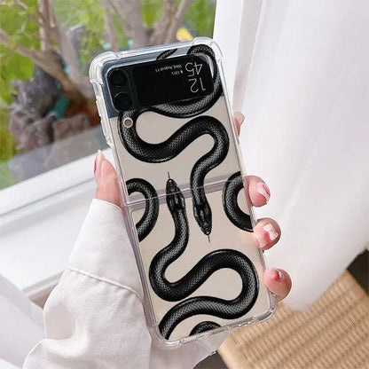スピリチュアルスネーク スマホケース Samsung Galaxy Z Flip 6/5/4/3用 クリア ハード 折りたたみカバー Z Flip 5対応 透明 ファンダ カラー：スタイル 並行輸入品