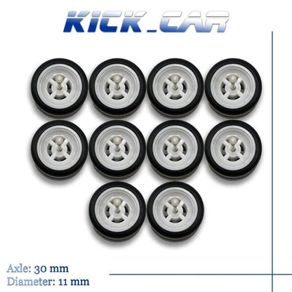 1/64 Scale 4-Spoke Wheels with Fixed Rubber Tires, Custom Parts for Toy Models and Diecast Cars, Compatible with Hot Wheels (Set of 5, for 5 Cars), Color: Parallel Import