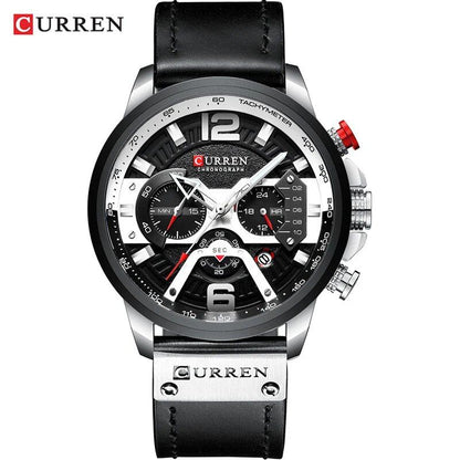 Karen Men's Sports Watch, Luxury Military Leather Chronograph, Stylish Watch, Color: Parallel Import