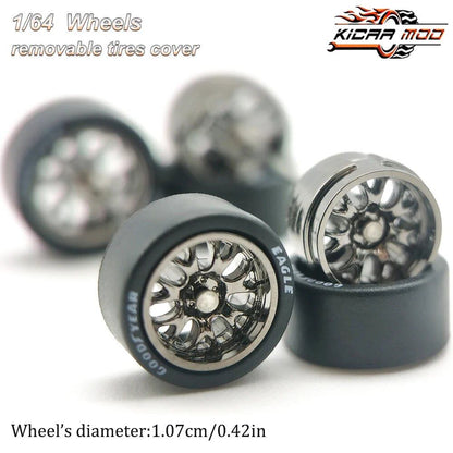 1/64 Scale Diecast Model Car BBS LM-R Re-Fighting Parts Wheel Set with Rubber Tires (D:11mm) - Compatible with Hot Wheels, Matchbox, and Tomica - Parallel Import